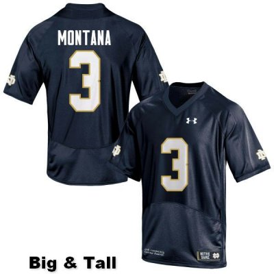 Notre Dame Fighting Irish Men's Joe Montana #3 Navy Blue Under Armour Authentic Stitched Big & Tall College NCAA Football Jersey QQI5899PU